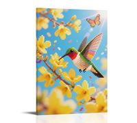 HHYXMJLL Poster mural élégant avec inscription « A Hummingbird Staying Among Flowers, Wings Flapping Rapidly » - 40 x 60 cm