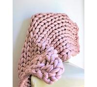 HHZY Couverture en Tricot Épais Plaid de Canapé Tricoté en Grosse Maille Fait À La Main de Fil Géant Doux Tapis de Yoga de Chaise pour Chambre À Coucher,Salon,Rose,120x180cm/47.2x70.8in