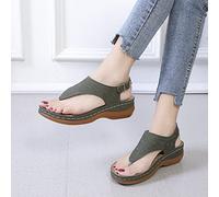 HHZYT Sandales Plates Femmes Chaussures Été Confortable À Talons Plats Nu Pieds Mode Tongs Plages Claquettes À Boucle Bout Ouvert avec Bride À La Cheville,Vert,US5/EU36