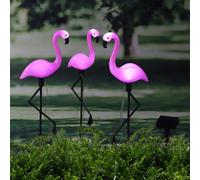 HI 3x Pieux de Jardin Solaire à LED Flamant Lumière Lampe d'Extérieur Allée