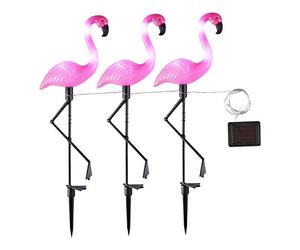 Hi 3X Pieux de Jardin Solaire à LED Flamant Lumière Lampe d'Extérieur Eclairage Pelouse de Paysage Décoration Ornement Terrasse Allée Sentier Patio