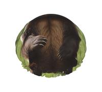 Hi Bear Bonnet de douche pour femme - Double couche - Épais - Réutilisable - Imperméable - Avec bande élastique - Lavable - Pour homme et femme - Spa et salon