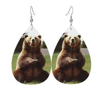 Hi Bear Boucles d'oreilles pendantes en cuir pour femme en forme de goutte d'eau double face légères Accessoires d'oreilles tendance Cadeau d'anniversaire