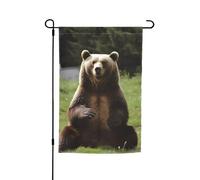 Hi Bear Drapeau de jardin assis sur la pelouse Drapeau double face pour ferme 30,5 x 45,7 cm Bannière extérieure saisonnière pour printemps, été, pelouse, porche, décoration d'intérieur, petit drapeau