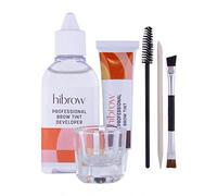 Hi Brow Professional Kit de Teinture - Set Complet pour Teinture des Sourcils - Teinture 15ml, Développeur de Teinture 50ml, Bol en Verre, Brosse Double Embout, Baguette de Mascara (Charbon clair)