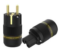 Hi-End Prise Schuko EU Fiche d'alimentation plaquée Or 16 A/250 V CA + connecteur IEC (Paire plaquée Or)