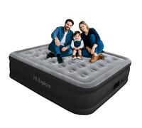 Hi Explore Matelas gonflable pour grand lit avec pompe intégrée - Construction en fibre de luxe - Pompe à gonflage rapide - Lit de luxe confortable en sommeil - Dessus en peluche - Pour les visiteurs