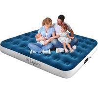 Hi Explore Matelas gonflable Queen avec pompe intégrée, lit gonflable de camping, matelas gonflable pour la maison, les invités (bleu, 25,4 cm de hauteur)