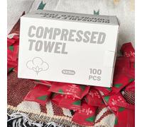 HI FINE CARE (100PCS) Mini Serviette, Serviette de Camping, Visage jetable de Tissu, Serviette de Visage compressée, Emballage Individuel, Voyage Portable/Maison/activités de Plein air