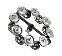 Hi-Hat Tambourin pour cymbales de batterie avec clochettes en acier, cadre noir de 14 cm, instrument de percussion à main compatible avec Hi-Hat St standard