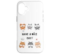 Hi, Hello, Have a Nice Day - Funny Shiba Inu Cartoon Pack Coque pour iPhone 16 Plus