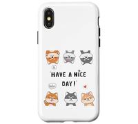 Hi, Hello, Have a Nice Day - Funny Shiba Inu Cartoon Pack Coque pour iPhone X/XS