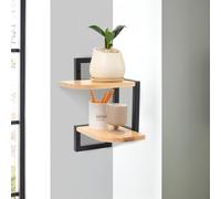 hi-home Ensemble de 2 étagères murales d'angle, rangement mural en bois rustique pour chambre d'enfant, mignonne étagère d'angle suspendue en bois pour salle de bain, salon, décoration de cuisine