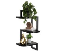 hi-home Lot de 3 étagères d'angle suspendues en bois rustique pour chambre d'enfant, bibliothèque, étagères murales d'angle mignonnes en bois pour salle de bain, salon, cuisine, noir