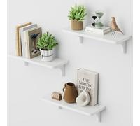 hi-home Lot de 3 étagères flottantes pour mur, étagères suspendues pour rangement mural, décoration rectangulaire en bois pour salle de bain, salon, ferme, blanc