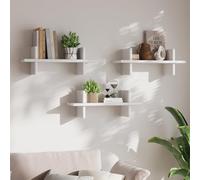 hi-home Lot de 3 étagères murales en bois flottantes pour cuisine, salon, chambre à coucher, décoration de salle de bain, facile à monter, étagère suspendue multifonctionnelle, blanche