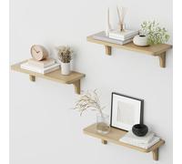 hi-home Lot de 3 étagères murales flottantes en bois - Facile à monter - Idéales pour cuisine, salon, chambre à coucher, salle de bain - Idéales pour livres, plantes et décoration - Marron