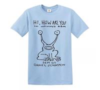 Hi How are You Daniel Johnston T-shirt pour homme, T-shirt bleu ciel, S