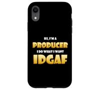Hi I'm a Producer IDGAF Funny Song Music Or Movie Producing Coque pour iPhone XR