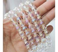 HI International 8 mm Angel Aura, perles de quartz, pierre précieuse naturelle, opale aura, perles d'aura, perles scintillantes