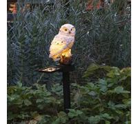 HI Lampe de jardin à LED solaire en forme de chouette Blanc Blanc G