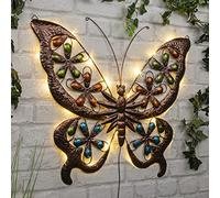HI Lampe murale solaire LED avec 24 LED en forme de papillon Blanc chaud