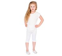 hi!mom - Legging Court Basique en Coton - pour Enfant - uni - Tailles 2 à 13 Ans - Blanc - 10-11 Ans