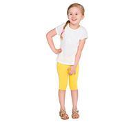 hi!mom - Legging Court Basique en Coton - pour Enfant - uni - Tailles 2 à 13 Ans - Jaune - 7-8 Ans
