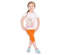 hi!mom - Legging Court Basique en Coton - pour Enfant - uni - Tailles 2 à 13 Ans - Orange - 6-7 Ans