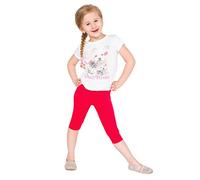 hi!mom - Legging Court Basique en Coton - pour Enfant - uni - Tailles 2 à 13 Ans - Rouge - 5-6 Ans