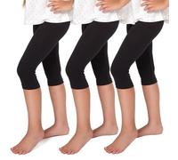 hi!mom Leggings Filles Pantalons 3/4 pour Enfants Leggings en Coton Extensible Ultra Doux Leggings Uni pour Enfants Respirant École Danse Jouer 3 Pack Noir 3 Ans