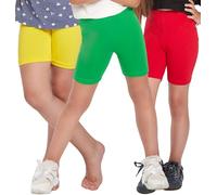 hi!mom Lot de 3 shorts de cyclisme pour filles - Sécurité confortable en coton basique non transparent pour fille - Leggings courts pour enfants - École de danse, sport, multicolore 7 ans