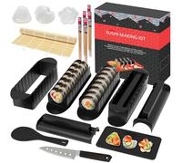 HI NINGER Sushi Maker Set - Édition Deluxe : Édition Deluxe : Ensemble De 20 Pièces Pour Débutants Avec Natte De Roulage, Moules À Riz, Couteau, Baguettes - Kit Sushi Complet (Noir)