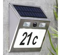 HI Numéro de Maison Eclairé Solaire à LED Argenté Plaque de Porte Lumineuse
