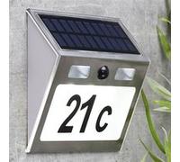 HI Numéro de Maison Eclairé Solaire à LED Argenté Plaque de Porte Lumineuse
