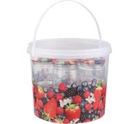 HI Seau à cueillir 5,6l avec 10 verres à pied 210ml avec couvercle TO 66mm décor fruits