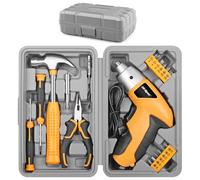 Hi-Spec 19 pièces Tournevis Électrique USB 3.6V Jaune & Kit Outils Maison. Tournevis Sans Fil Rechargeable et Coffret Compact d’Outils à Main