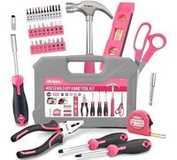 Hi-Spec Boîte à Outils 42 Pièces Rose - Malette Outils Essentiels avec Coffret Portable, Marteau, Pinces, Tournevis et Accessoires - Idéal Bricolage à Domicile