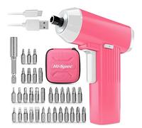 Hi-Spec Élégant Tournevis Sans Fil Rose 3.6V, Mini Visseuse Électrique USB avec Set de 33 Embouts, Rechargeable pour Bricolage à la Maison et au Bureau, Sac Inclus