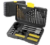 Hi-Spec Forets multi-usages et embouts pour vis/écrou 63 pièces Revêtement titane HSS, forets maçonnerie, pointes et scies à trou pour percer métal, bois, briques et béton