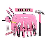 Hi-Spec Kit d'outils 21 pièces avec sac zippé et marteau, Rose