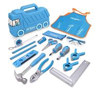 Hi-Spec Kit d'Outils Véritable pour Enfants 17 Pièces avec Mallette Camion, Tablier, Lunettes de Protection et Outils Miniatures - Apprentissage de Bricolage et Menuiserie