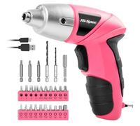 Hi-Spec Perceuse Visseuse Sans Fil 3.6V Rose, Tournevis Electrique Rechargeable USB 27 Pièces, 23 Embouts,Outils Bricolage pour Maison et Bureau