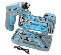 Hi-Spec - Tournevis Electrique Sans Fil 3.6V Bleu - Perceuse Visseuse Devisseuse Sans Fil Multifonction avec Ensemble d'Outils et Boite a outils complete pour Travaux et Bricolage