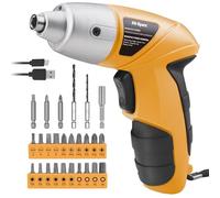 Hi-Spec Visseuse Sans Fil 3.6V Jaune, Tournevis Electrique Rechargeable USB 27 Pièces, 23 Embouts,Outils Bricolage pour Maison et Bureau