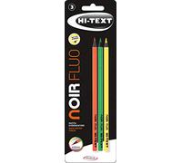 HI-TEXT 066 Noir fluo crayon triangulaire bois noir mine fluo laqué fluo - Blister 3 pièces