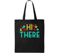 Hi There Colorful Art Sac fourre-tout en coton écologique naturel Noir, Noir , Taille unique