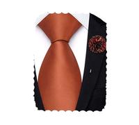 Hi-Tie Cravates extra longues en soie pour homme 177,8 cm et boutons de manchette carrés de poche pour homme, caramel, 70''(178cm)