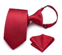 Hi-Tie Ensemble de cravates pré-nouées en soie pour garçon de 8 à 11 ans - Cravate et carré de poche pour mariage - Bleu, rouge, vert, Rouge B., M