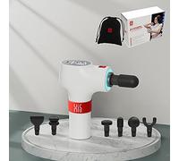Hi5 FlatHead Appareil de massage vibrant pour fascia, 6 vitesses, avec système Smart Light 6 têtes/Blanc/pochette en velours